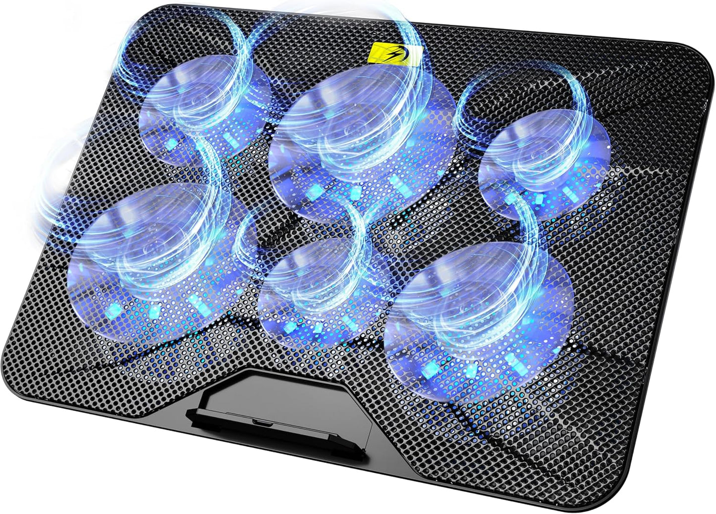 AICHESON Laptop Cooling Pad with 6 High-Speed Fans for 14-17.3 Inch Laptops | Laptop Fan with 7 Adjustable Angles, Blue Lights with Fans, 2 USB Ports for Work Home Office Use
