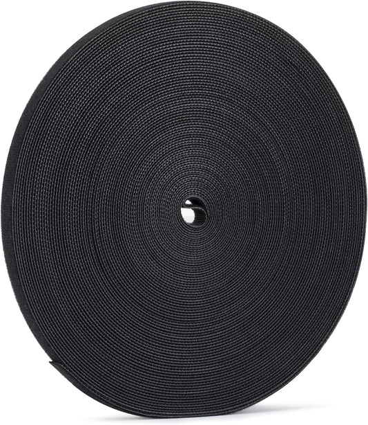 1/2 inch Reusable Fastening Tape Cable Ties Double-Sided Hook-and-Loop Cable Management Tape (Black 25 Yards)