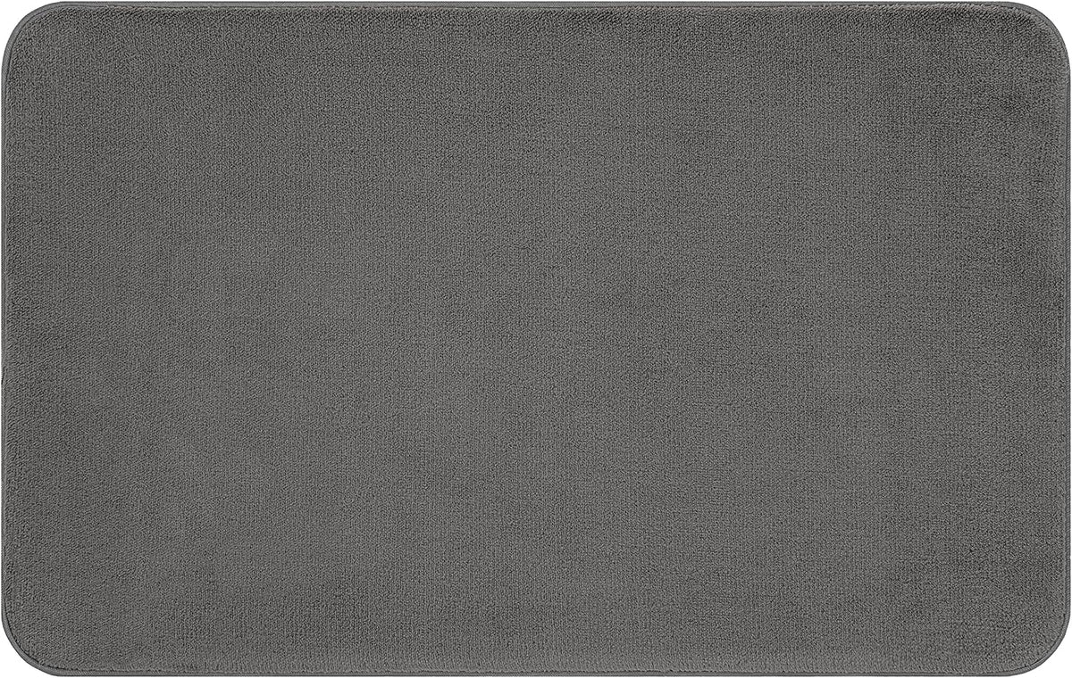 American Soft Linen 21x32 Fluffy Foamed Slip Reducer Bath Rug, Machine Washable Area Bath Mat Rugs for Bathroom, Gray