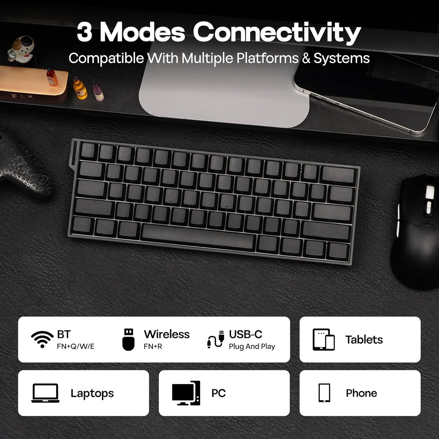 MechLands Aula Mini60 HE PRO Wireless Hall Effect Gaming Keyboard, 4000mAh | Magnetic Keyboard with 8K Polling, Fast Trigger, SOCD & DKS, Adjustable Actuation, RGB Backlit, Sound Dampening (Black)