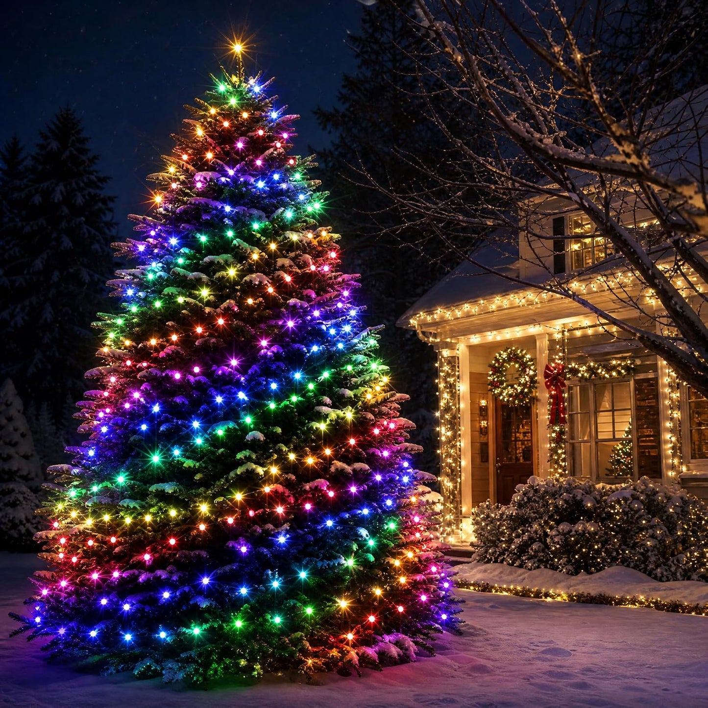 Dazzle Bright Smart Christmas String Lights, 98FT 300 LED RGB Color Changing String Lights with Remote & App Controlled, Halloween Decorations for Indoor Outdoor Holiday Xmas Tree Party Decor