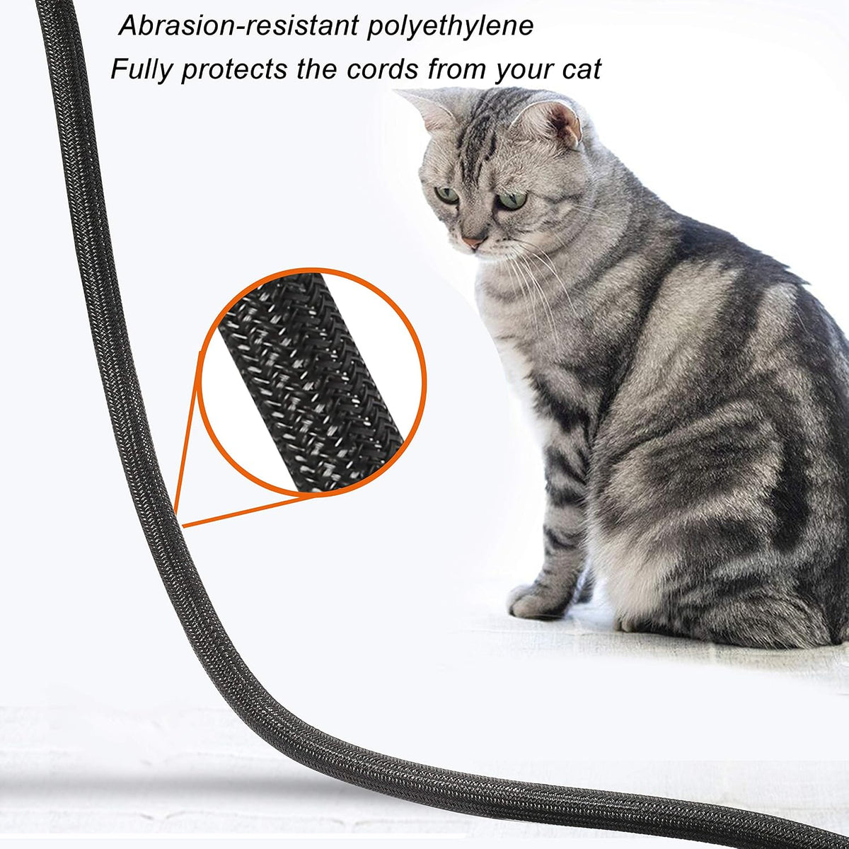 Cable Management Sleeve, Split Design, 25FT - 1/2 Inch, Black | Cord Protectors from Pets | Heat & Abrasion Resistant Wire Loom | Automotive Wiring & Home Office Cable Organization