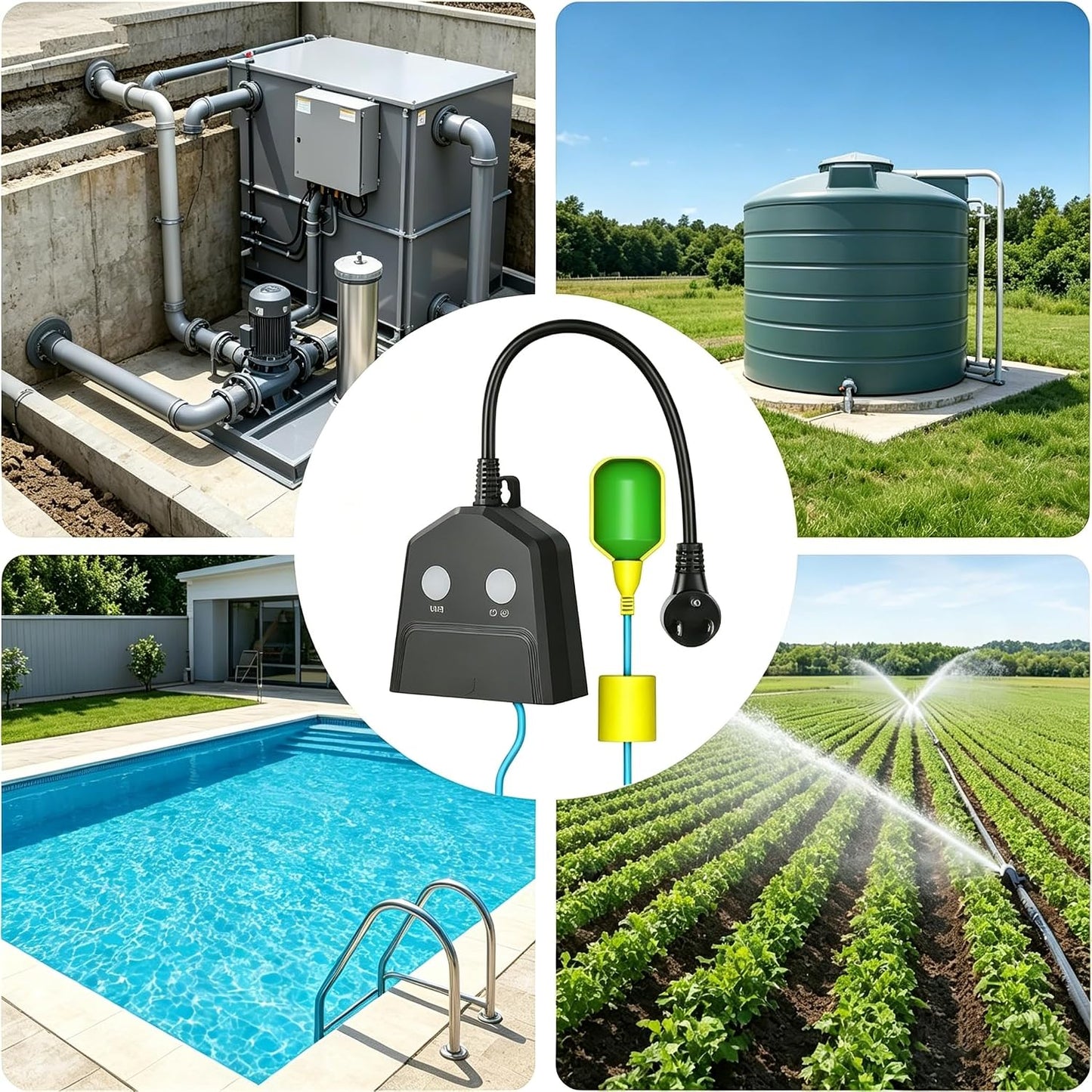 WiFi Sump Pump Alarm, Auto Pump Control, Backup Battery, IP65,110dB | Smart pump control and water alarm, Free app alerts