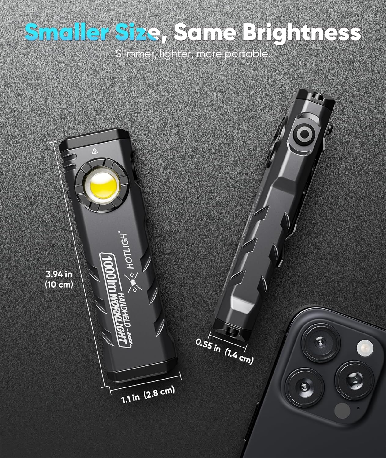 ZF8329 Rechargeable EDC Flashlight, 1000Lumens LED Flashlight Rechargeable with Turbo Mode, Small Flashlight with Magnetic Base & Clip, Pocket Flashlight for Home, Camping and Emergencies