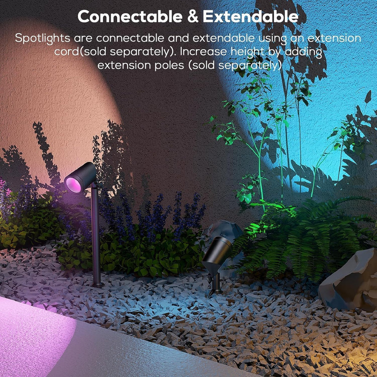 ZYAN APP Control Die-Cast Aluminum RGB Landscape Spotlights with Remote Control, Color Changing Music Sync Timer Alexa Compatible, Outdoor IP65 Waterproof for Patio Garden Yard Pathway, 4 Pack