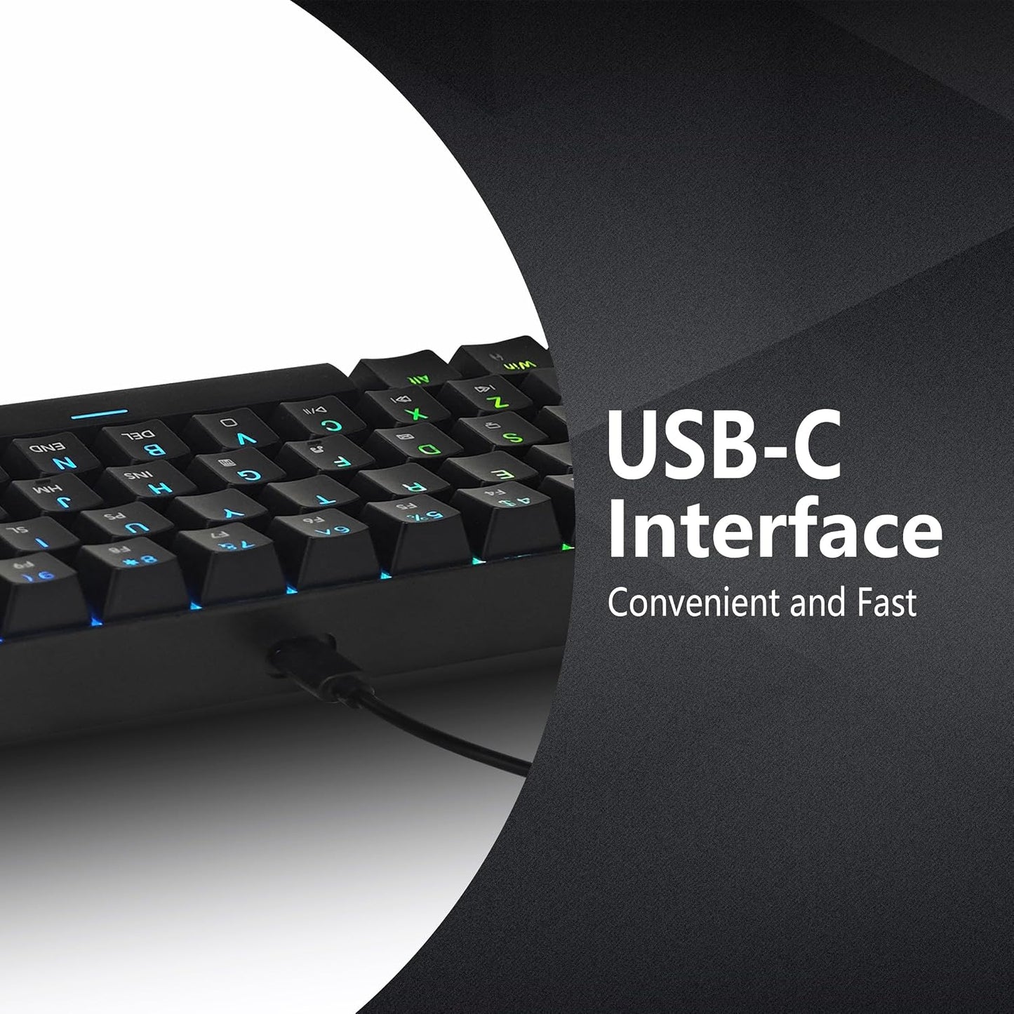 Mechanical Keyboard, 60% Mechanical Gaming Keyboard with Blue Switches and Dynamic 26-Mode RGB Backlight - Plug and Play, 61-Key, Anti-Ghosting, for PC, Windows, Mac, Gamer, Office, Typists