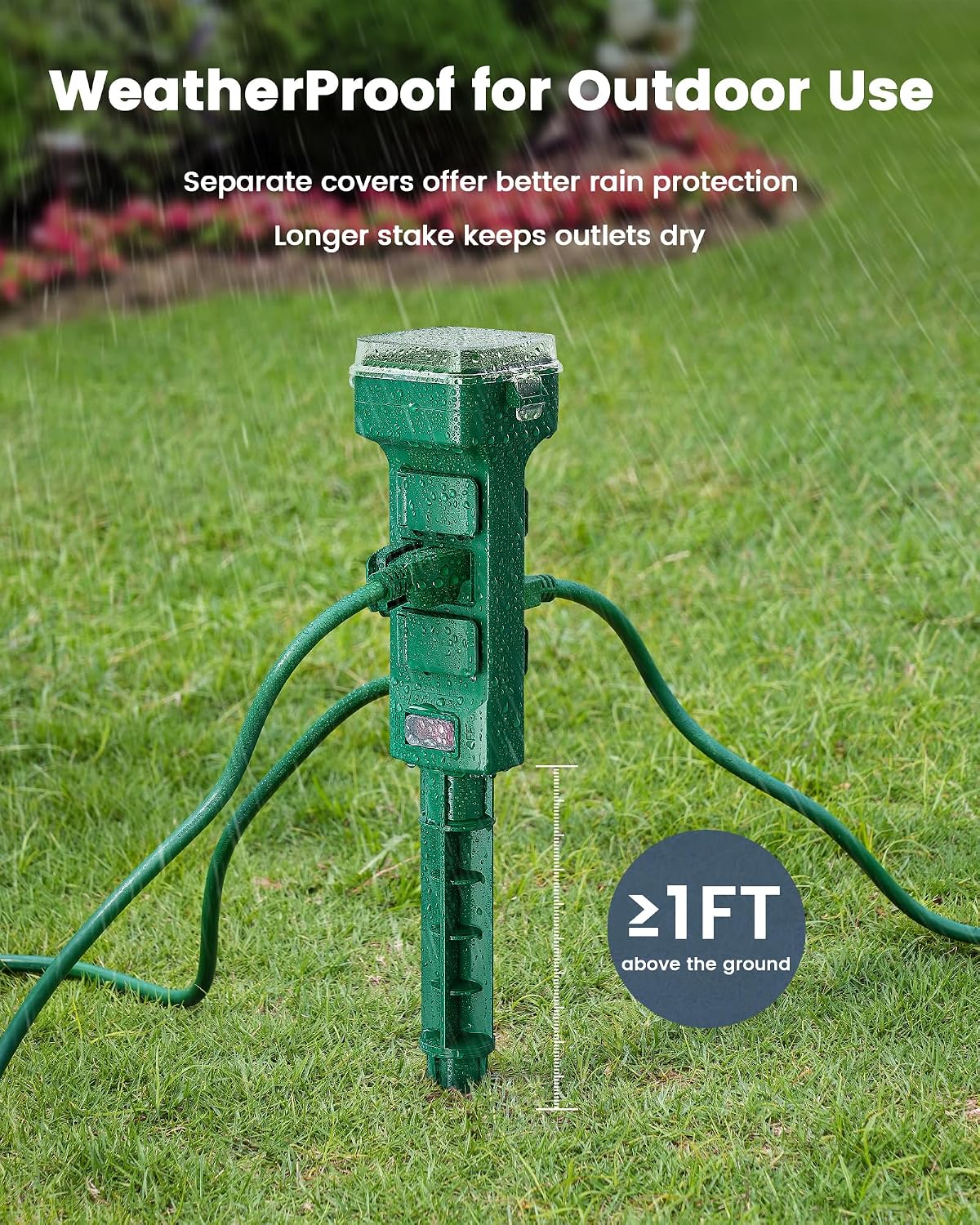 SURAIELEC Outdoor Power Stake Smart WiFi Light Timer, 6 Outlets, Waterproof