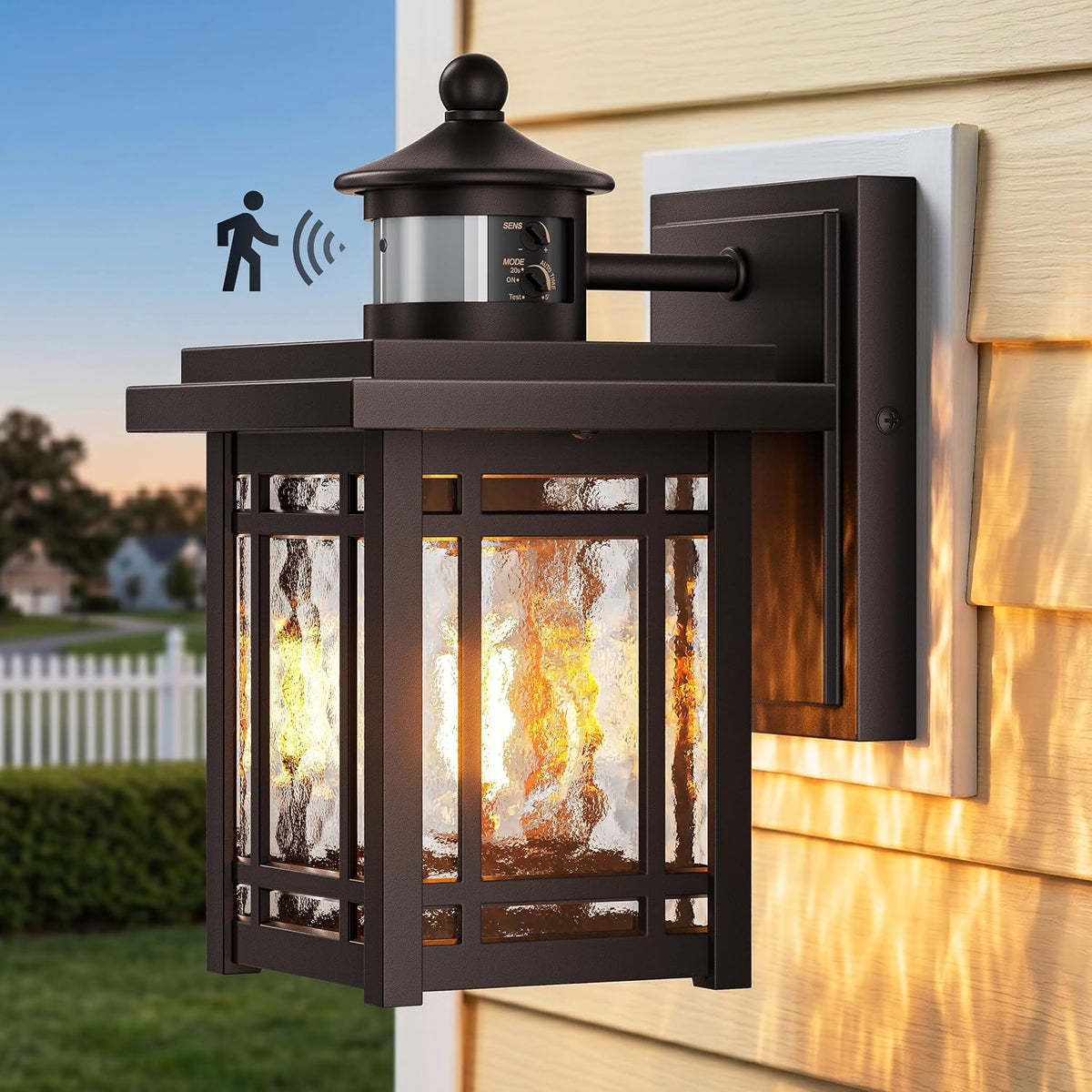 Gleamz Outdoor House Lights Wall Mount, Aluminum Motion Sensor Porch Lights Outdoor Garage Lighting, Oil Rubbed Bronze Exterior Lighting Fixtures Dusk to Dawn, Waterproof Farmhouse Exterior Light, E26