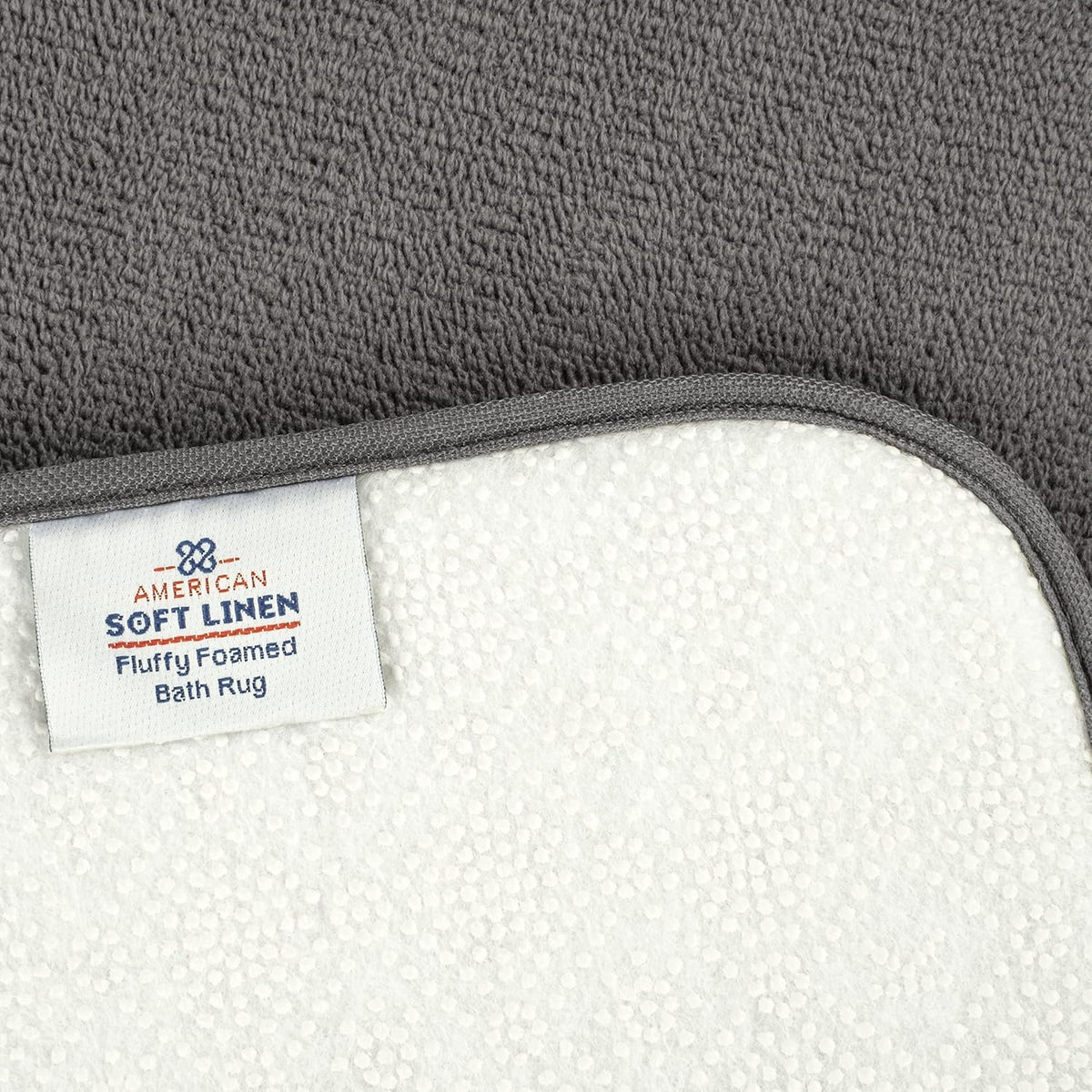 American Soft Linen 21x32 Fluffy Foamed Slip Reducer Bath Rug, Machine Washable Area Bath Mat Rugs for Bathroom, Gray