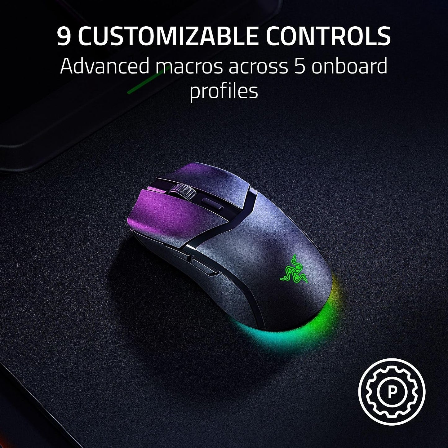 Razer Cobra HyperSpeed Wireless Gaming Mouse, 62g Lightweight, Black | Chroma RGB Lighting, Scroll Wheel, 26K Sensor, Gen-4 Switches (All Optical), 2.4GHz, Bluetooth & USB C
