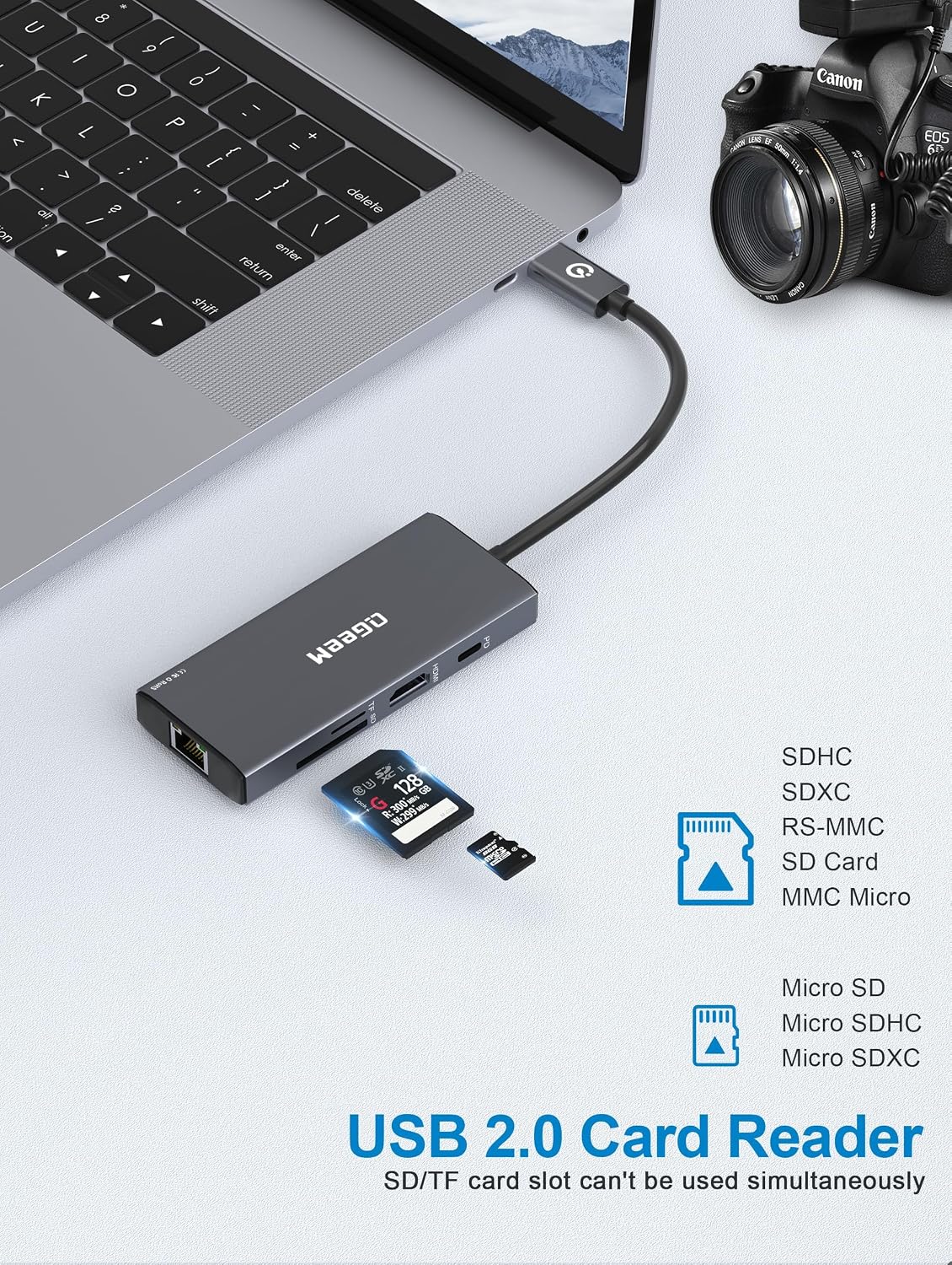 USB C Hub, 9 in 1 USBC to HDMI Adapter for Laptop/Mac Type C Devices