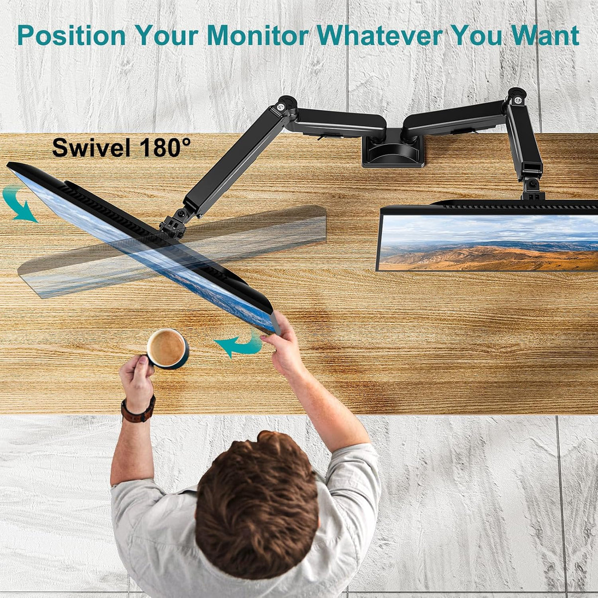 MOUNT PRO Ultrawide Dual Monitor Arm for Max 43" Monitor, Holds up to 33lbs