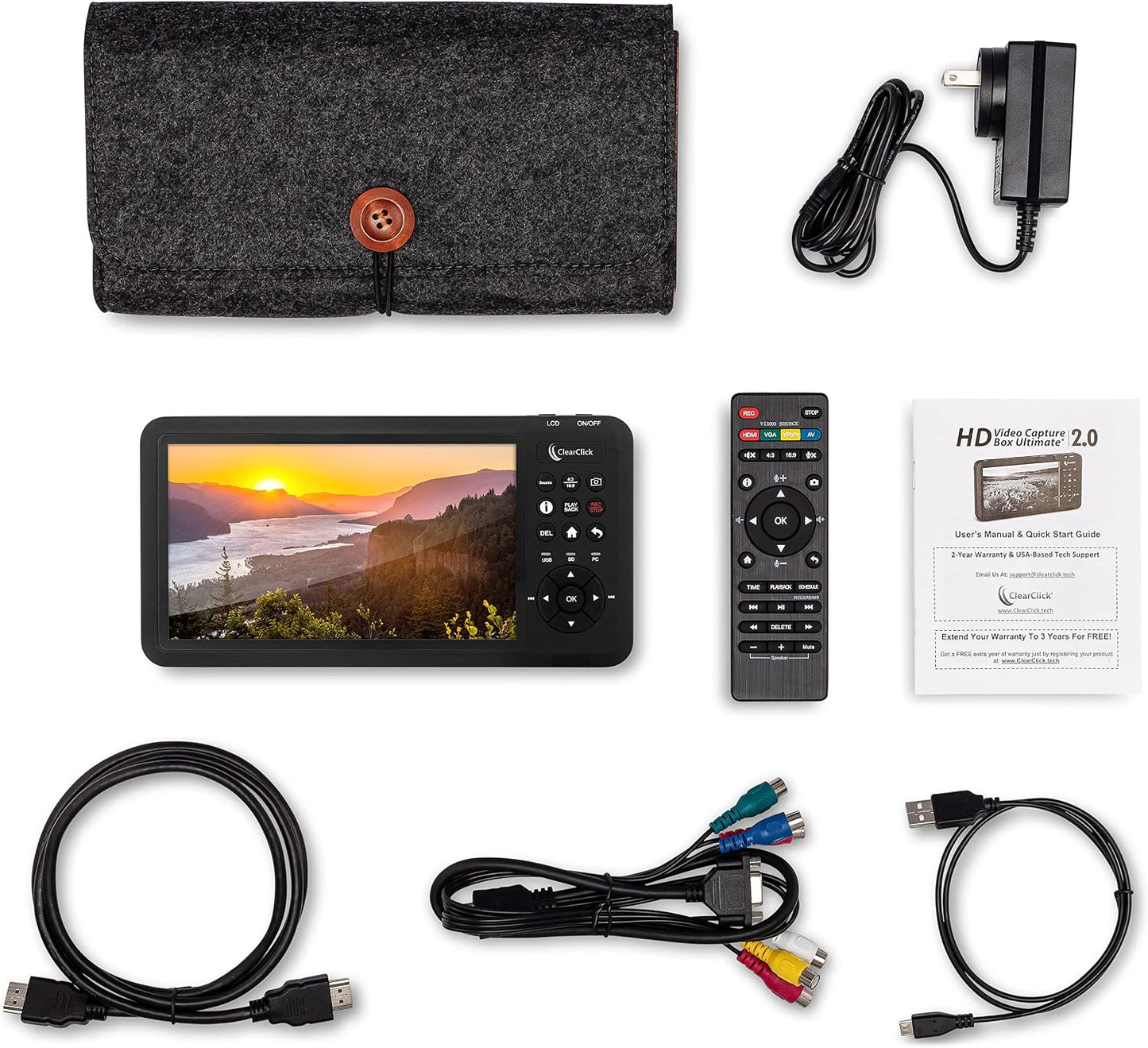 ClearClick HD Video Capture Box Ultimate 2.0 (Second Generation) - Capture and Stream Video from HDMI, RCA, VHS, VCR, DVD, Camcorders, Hi8