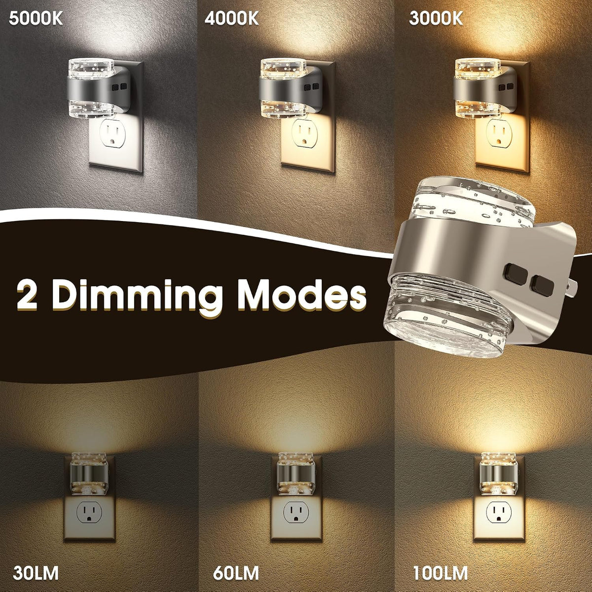 Briignite Night Lights Plug into Wall Dimmable Night Light Bubble Design