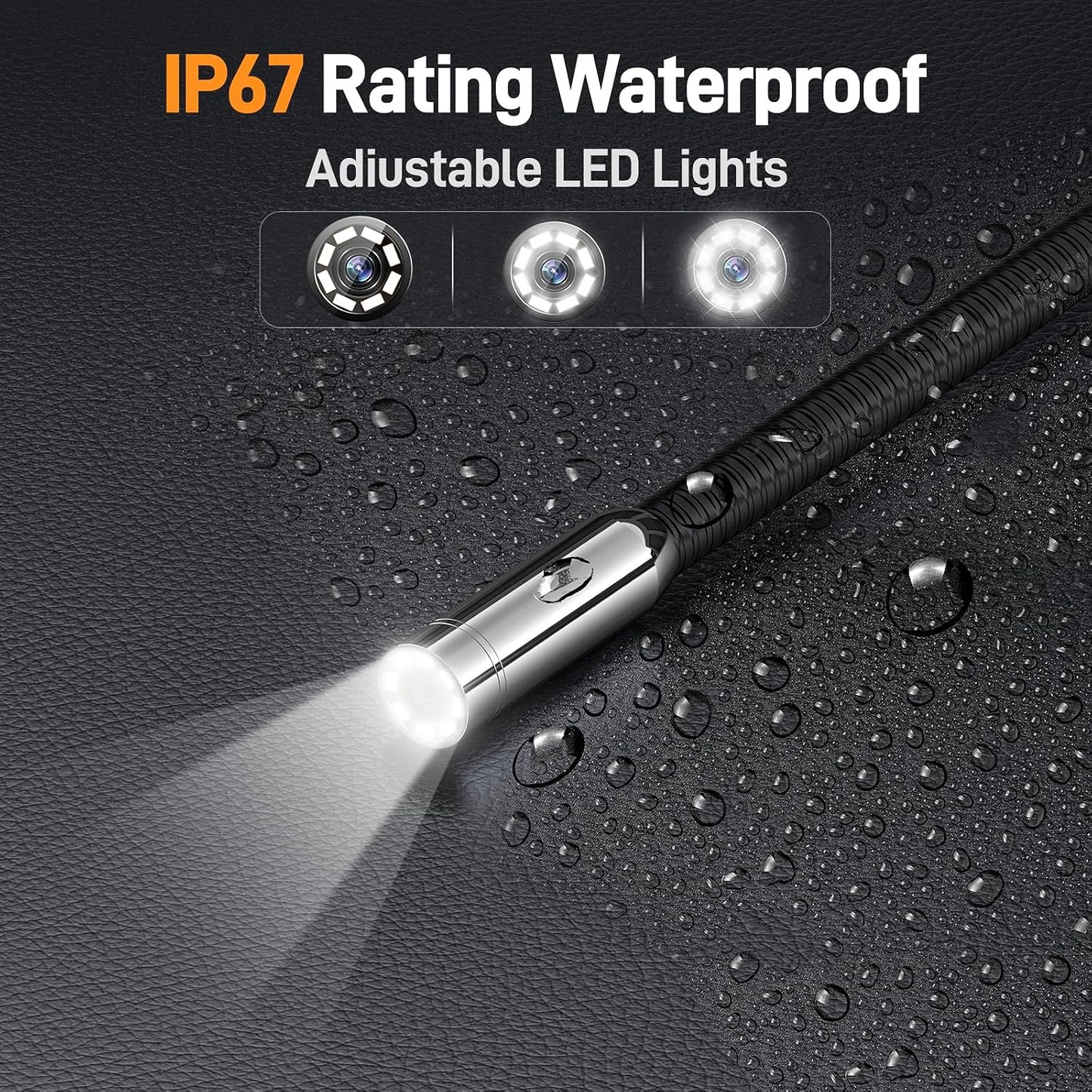 Teslong 5FT Telescopic Endoscope for Ceiling & Roof Inspection | 4.5" IPS Telescoping Pole Camera with 32GB Storage & LED Light - IP67 Waterproof Snake Scope for Wall, Chimney, Gutter, HVAC
