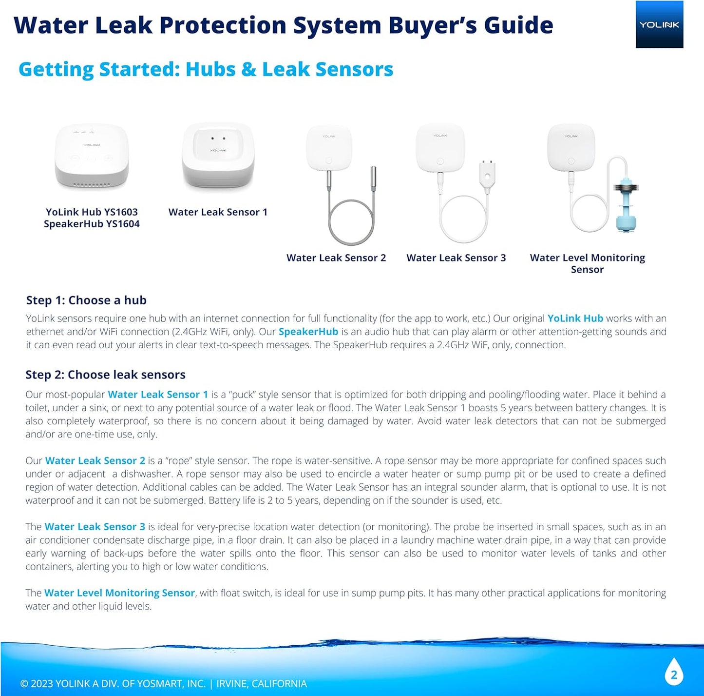 YoLink Water Leak Sensor 3-Pack, LoRa Up to 1/4 Mile Open-Air Range Smart Water Leak & Flood Detector, SMS/Text, Email & Push Notifications, w/Alexa, IFTTT, Home Assistant - YoLink Hub Required