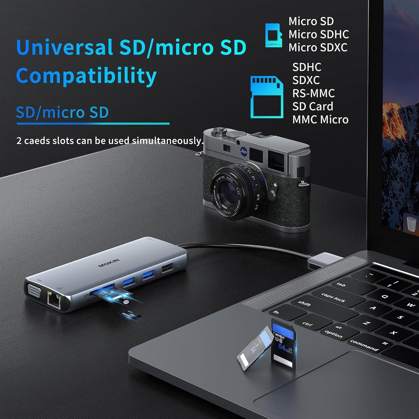 MOKiN MacBook Pro Docking Station for Dual Monitor, 12 in 2 HDMI Adapter | Dockingstation for MacBook Pro/Air, MacBook Adapter , VGA, Ethernet, 4x USB, SD/microSD, 100W PD, Mac Dongle Dual HDMI