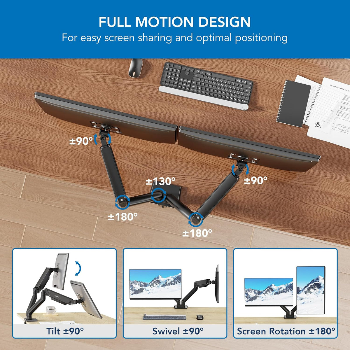 Mount-It! Dual Monitor Mount, 17-32", 19.8 lbs Each