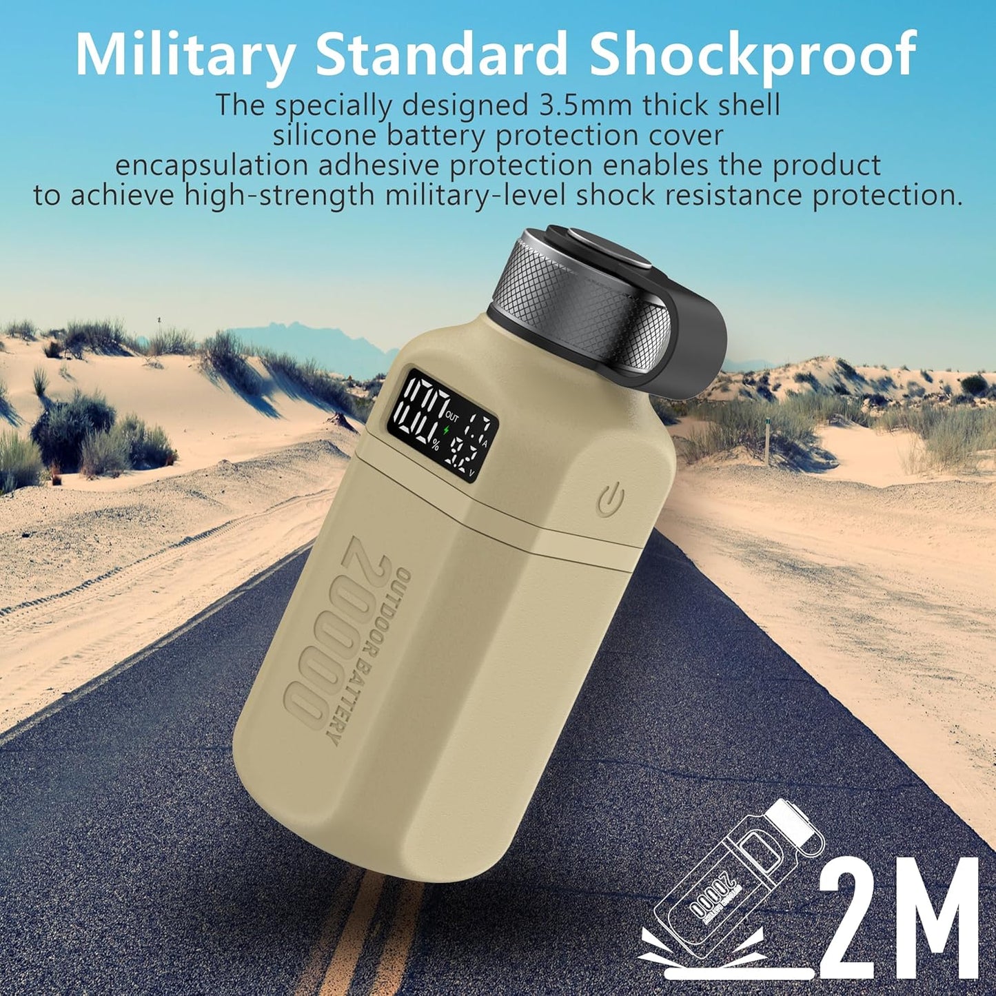 20,000mAh Rugged Power Bank with Fast Charge USB-C PD, IP68 Waterproof Shockproof, Includes 420lm Bright Camping Lantern, Tactical Outdoor Charger for Hiking Camping Survival Emergency