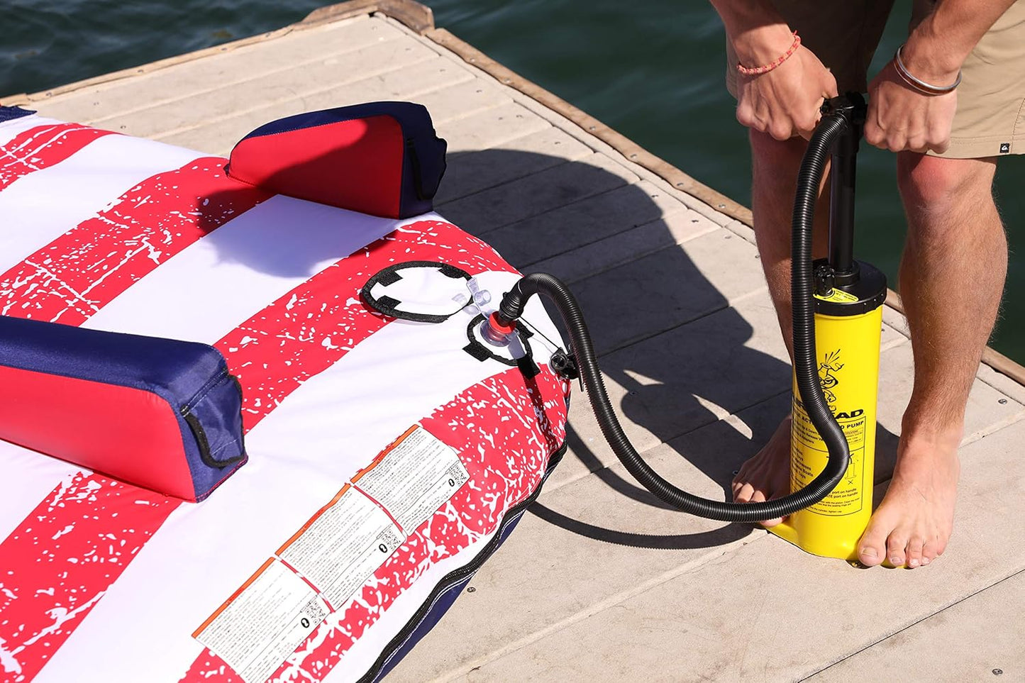 Airhead Manual Air Pump for Pool and Lake Inflatables Including Mattresses and Towable Tubes