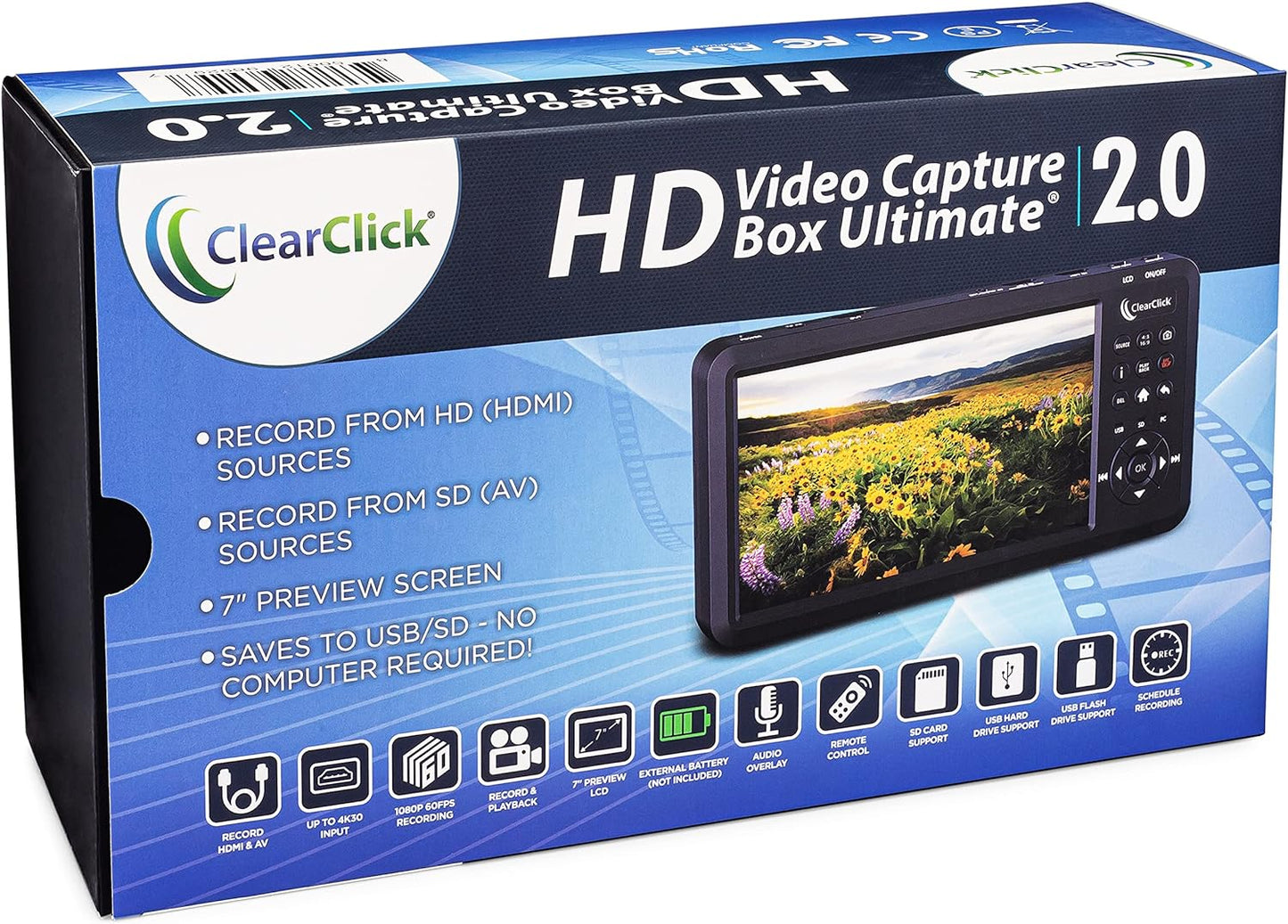 ClearClick HD Video Capture Box Ultimate 2.0 (Second Generation) - Capture and Stream Video from HDMI, RCA, VHS, VCR, DVD, Camcorders, Hi8