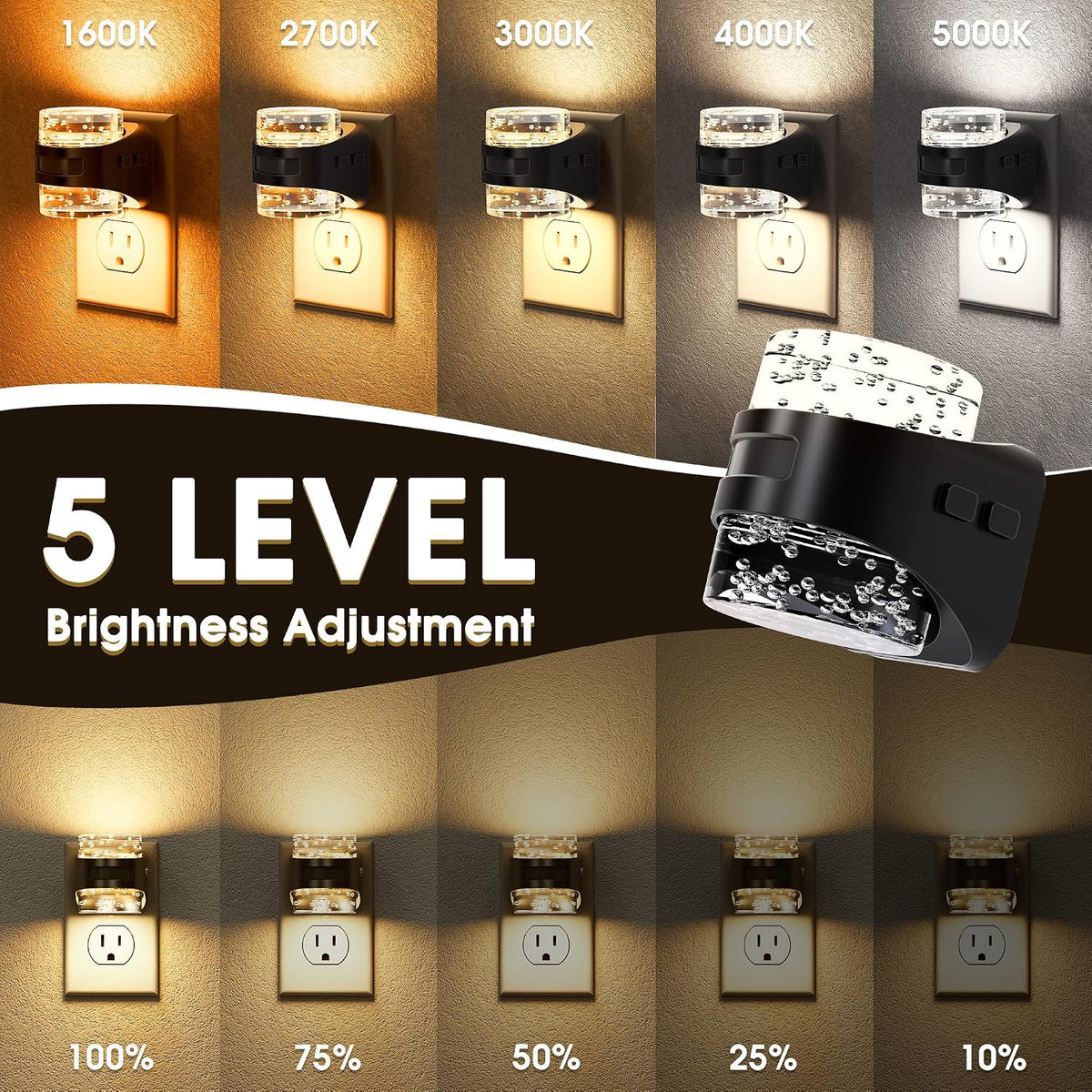 Briignite Motion Sensor Night Light Bubble Night Lights Plug into Wall