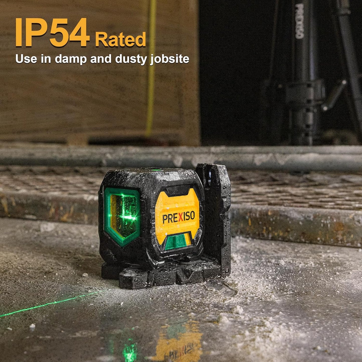 PREXISO Laser Level with 47 Inch Tripod, IP54 Rechargeable 65Ft Green Laser | 3 Brightness Mode, Self Leveling Cross Line Laser, Light Indicator, Lazer Leveler Tool for Picture Hanging, Home Renovation