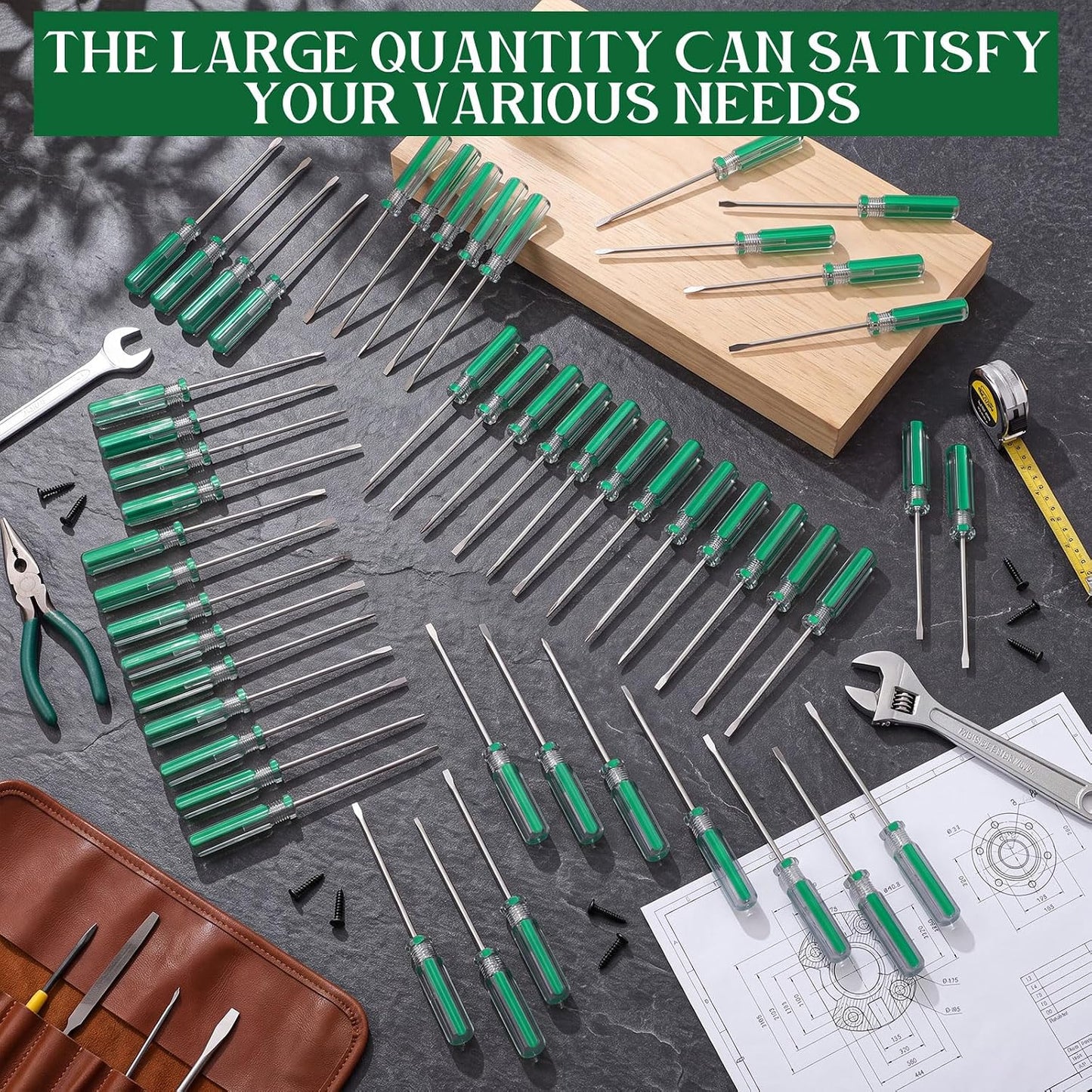 Lothee 100 Pack Mini Slotted Screwdriver 3.0mm Flat Head 5.12" (130 mm) Length Precision Flat Head Screw Driver with Non-slip Handle for Small Appliances Repair (Green)