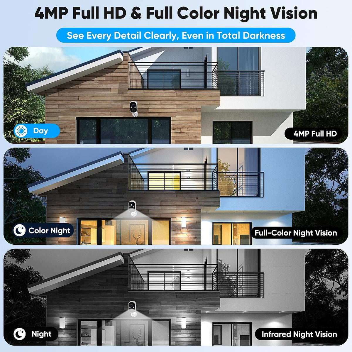 2 Pack 4MP Security Cameras Wireless Outdoor, Color Night Vision Camera