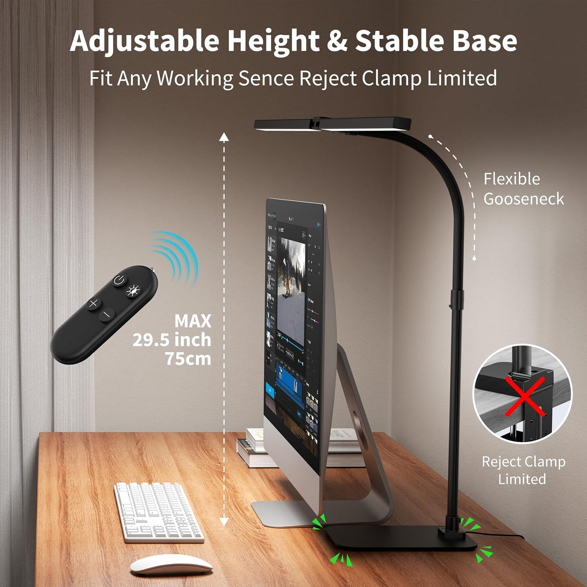 LED Desk Lamp Architect Task Light Dual Head Modern Flexible Gooseneck Tall