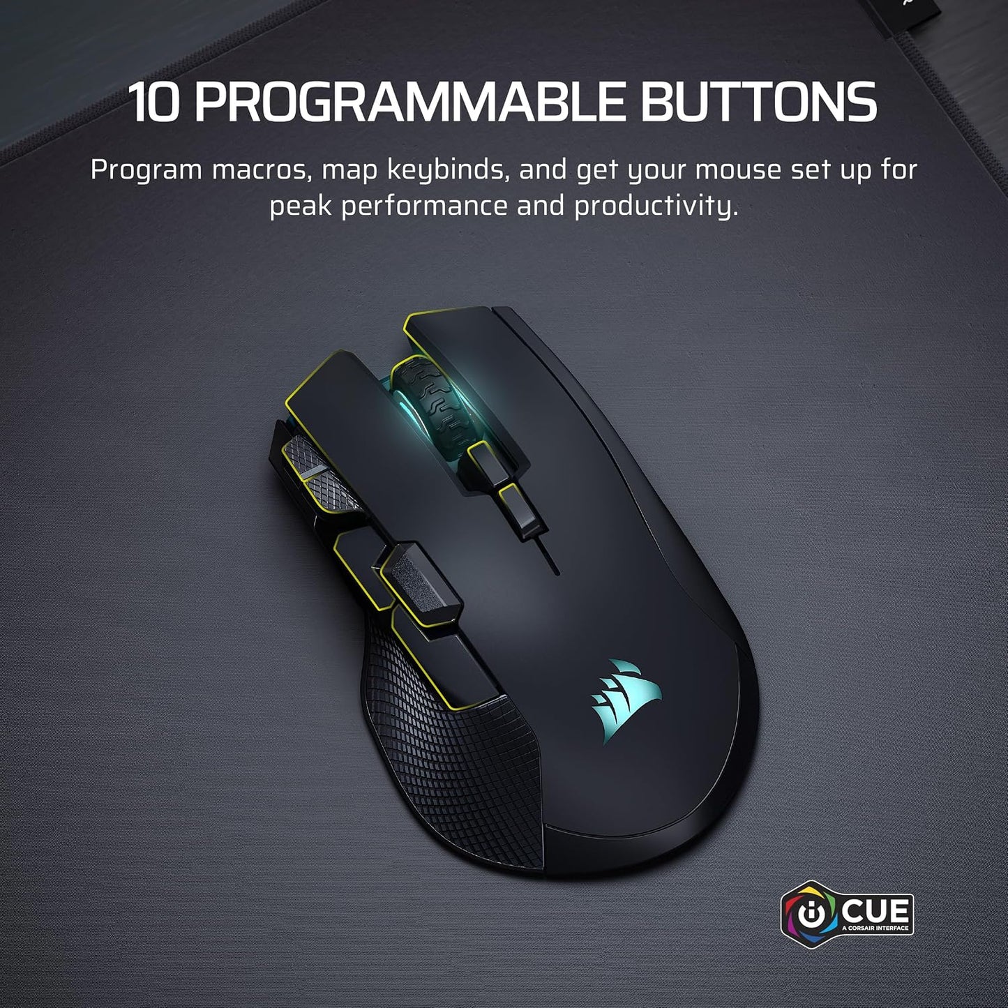 Corsair IRONCLAW Wireless SE Gaming Mouse – 26,000 DPI, Ergonomic Design for Larger Hands, 10 Programmable Buttons, for MOBA, FPS, MMO – Black