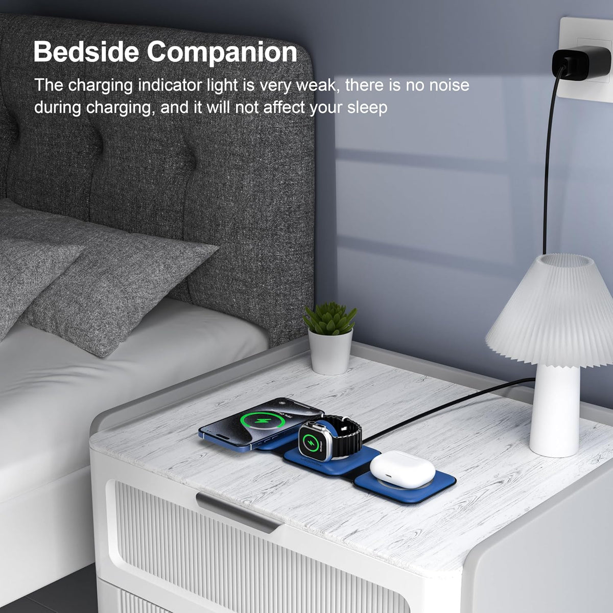 3 in 1 Charging Station for Multple Devices,Foldable 3 in 1 Wireless Charger for Travel,Nano Wireless Charging Station for iPhone16 15 14 13 12 Pro Max/Watch 10 9 8 7 6 5 4 3 Ultra/AirPod Pro