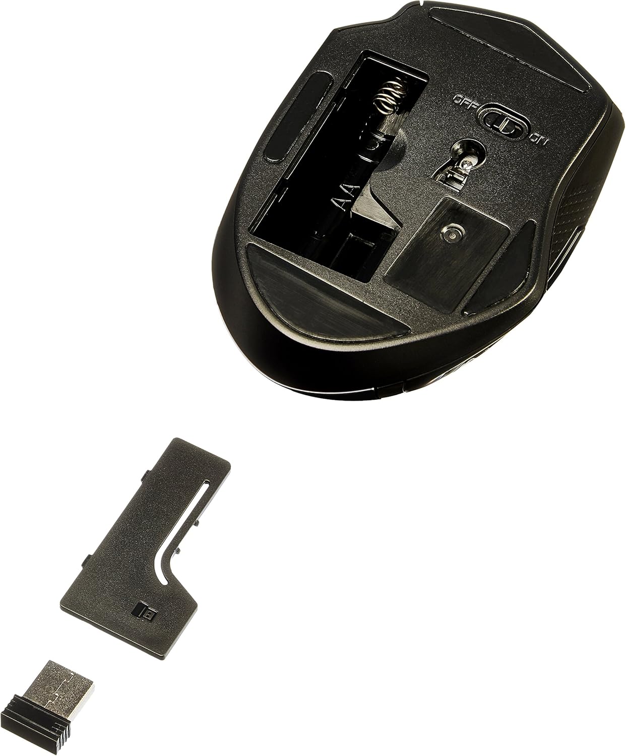 Amazon Basics Portable Wireless Computer Mouse, Ergonomic, 2.4 GHz Optical, DPI Adjustable, Easy to Use, Compatible With PC, Mac, Laptop, Black