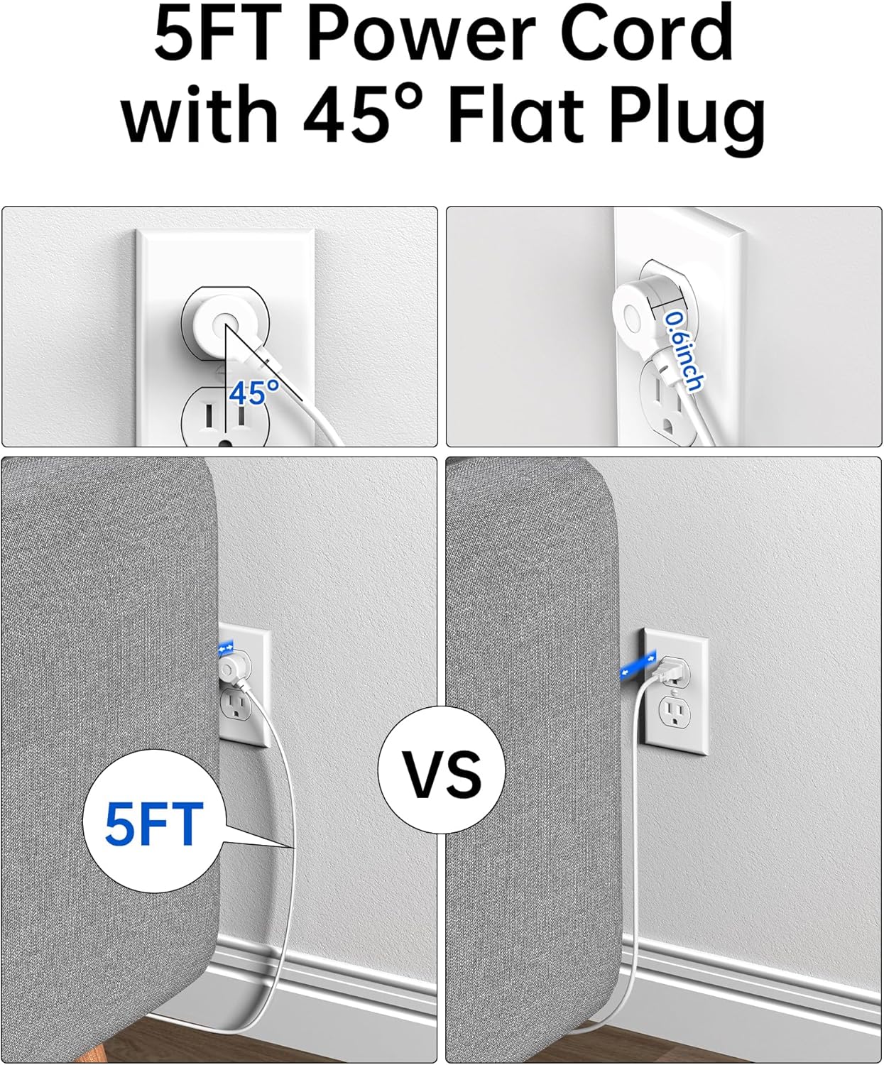 10-in-1 USB Charging Station with PD 20W Fast Charging, Surge Protector 6 USB Ports 4 AC Outlets 5ft Travel Power Strip with USB Ports Extension Cord for Home/Office/Travelling