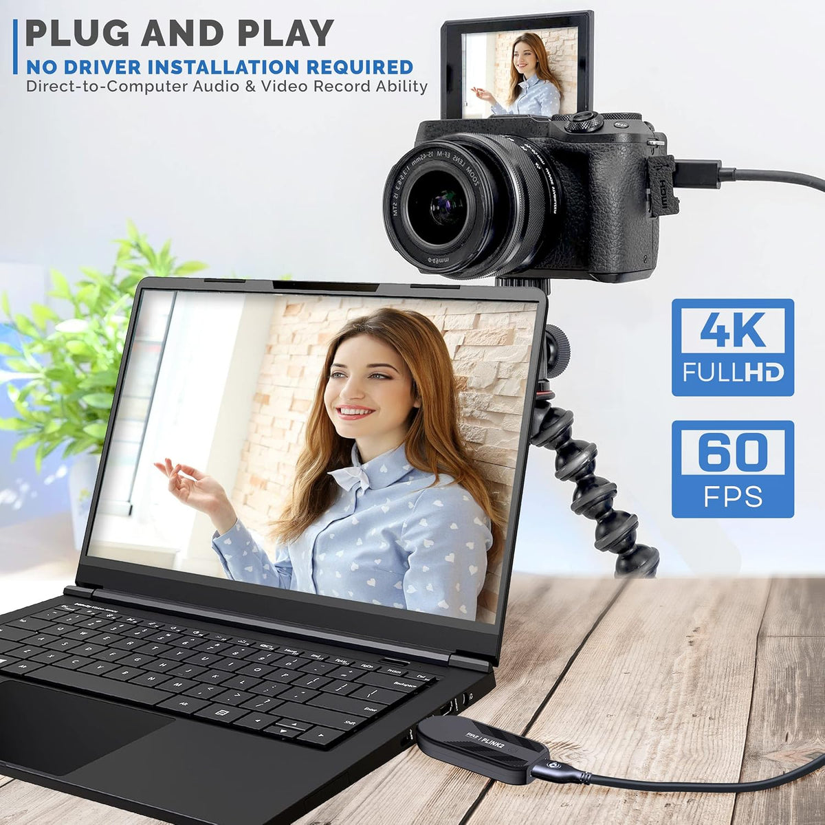 PyleUsa HDMI Capture Card - Camera Link 4K USB3.1 GEN1 HDMI-to-USB Audio-Video Recording via DSLR Camcorder Action Cam, Record Directly to Computer Gaming,Streaming,Conference,Live Broadcast,PLINK 2