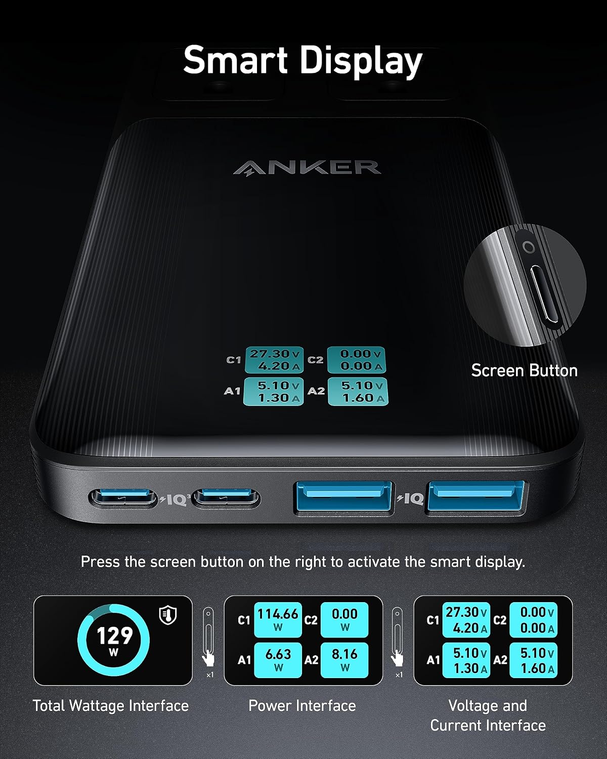Anker Prime Charging Station, 140W 6-in-1 Travel Power Strip, 2 USB C | 2 AC, 2 USB A, 5ft Detachable Extension Cord with Multiple Outlets, Desk Accessories, Home Office (Non-Battery/Wireless)