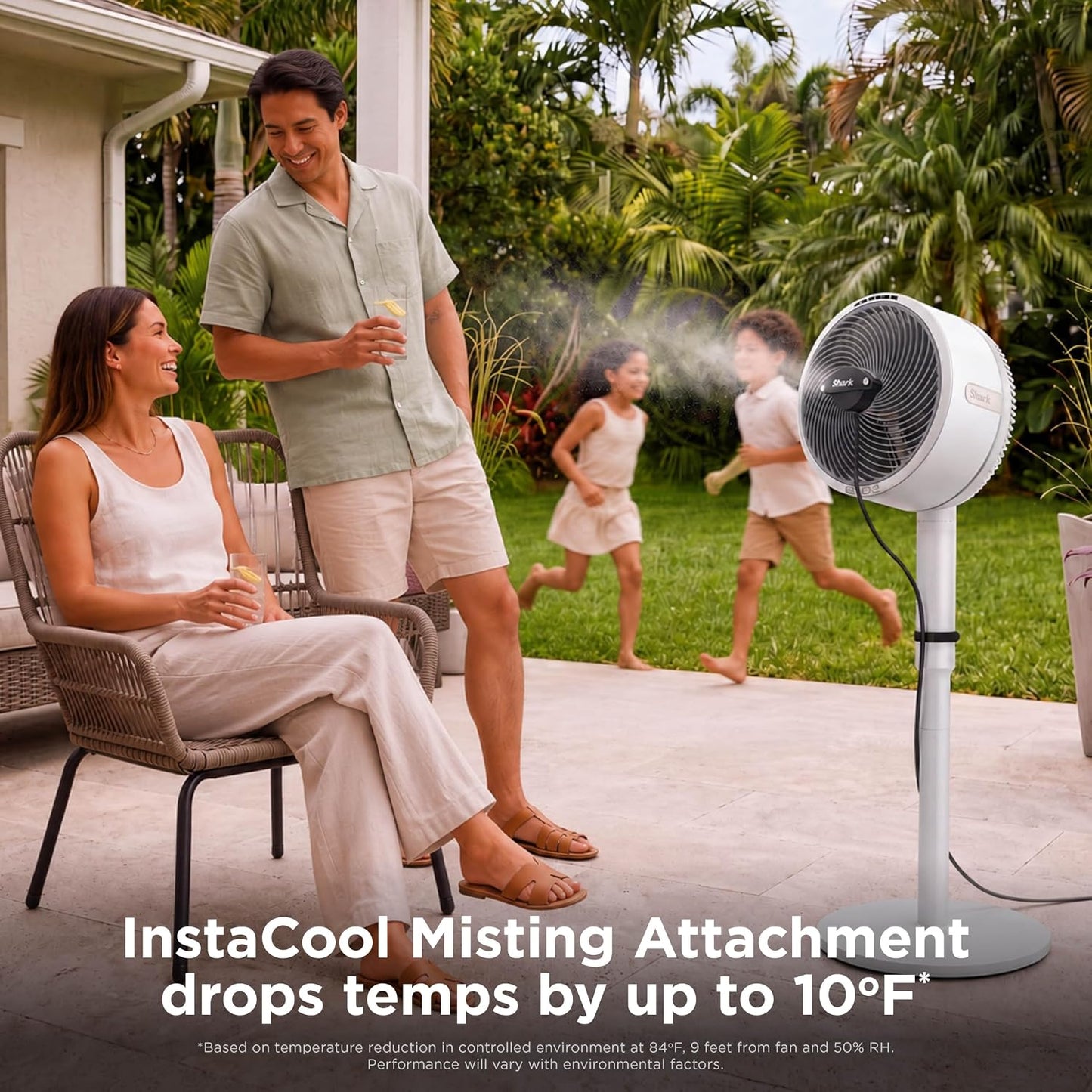 Shark FlexBreeze 2-in-1 Fan with Misting Attachment, Charcoal, FA222 | Corded/Cordless, Pedestal to Tabletop, up to 24-Hr Battery, up to 70 Ft of Power, 5 Speeds, with Outdoor Misting Attachment