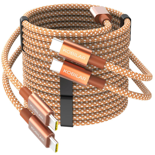 USB C to USB C Cable 3 Pack,Nylon Braided 3Pack 60W 6.6FT Type C Fast Charging Cord Compatible for for iPhone 17/16, Galaxy S25, Pixel 9, MacBook, Chromebook, iPad Pro (Brown, 3Pack-6.6ft)