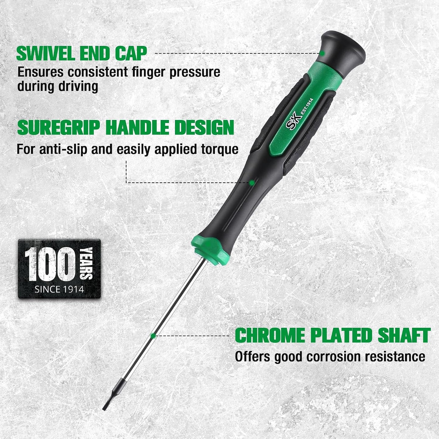 SK 12-Piece Mini Screwdriver Set, Precision Screwdriver Set, Small Kit | Micro Electronics Screwdrivers, Magnetic Slotted/Phillip/Star Tips, Premium Alloy Steel, SureGrip Handle, with Zipper Pouch