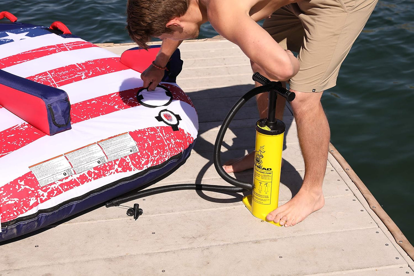 Airhead Manual Air Pump for Pool and Lake Inflatables Including Mattresses and Towable Tubes