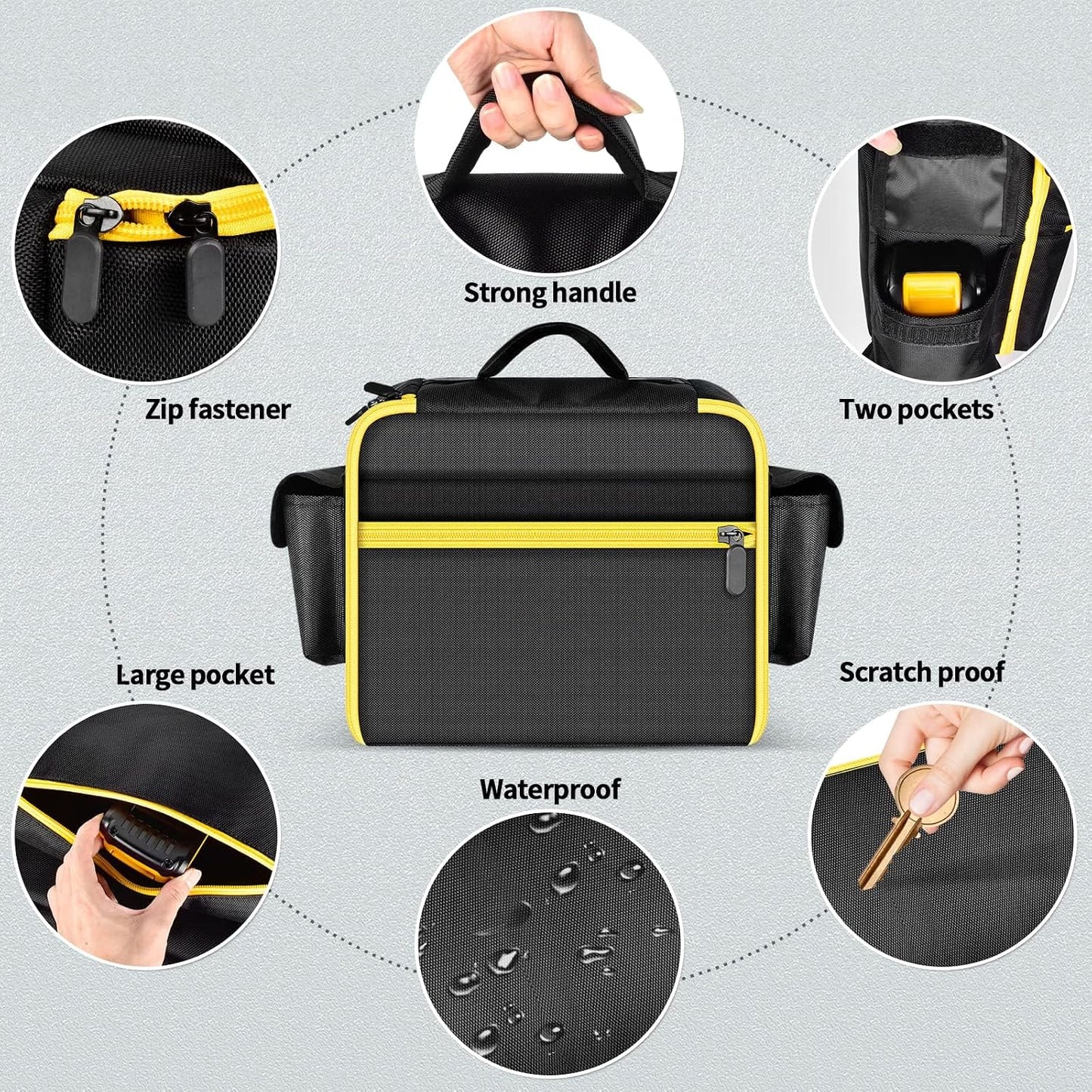 Case for DEWALT DCC020IB 20V MAX Tire Inflator Air Pump Storage Bag | Padded Organizer with Pockets for Dewalt Air Compressor's Accessories, Garage Storage, Roadside Emergencies-Case Only Black