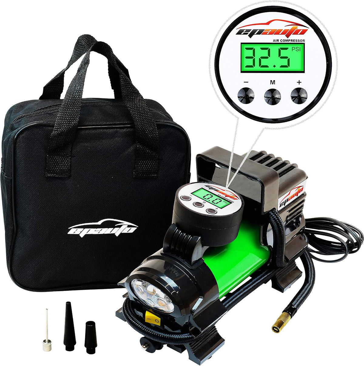 epauto 12V DC Portable Air Compressor Pump, Digital Tire Inflator
