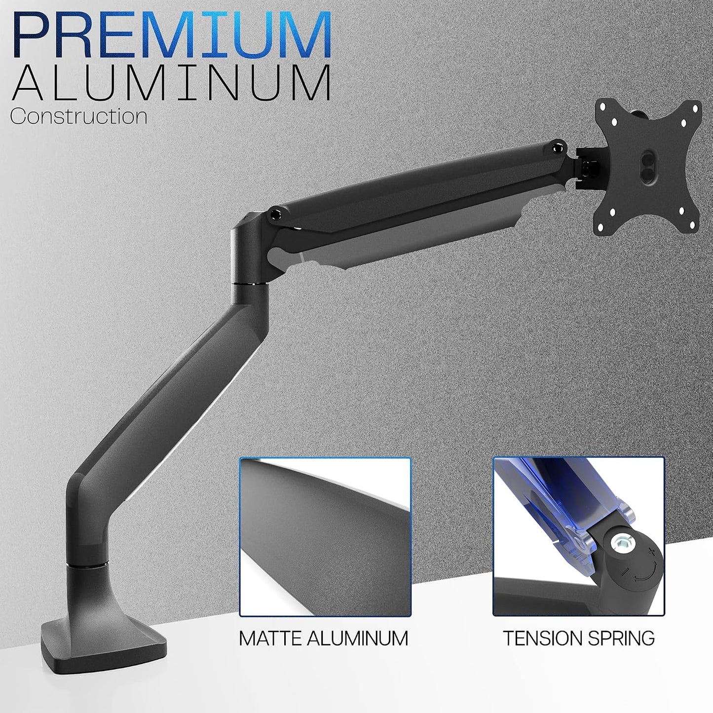 VIVO Premium Aluminum Height Adjustable Single Monitor Articulating Desk Mount Stand w/Gas Spring Arm Fits up to 32" Screen (STAND-V001Q)