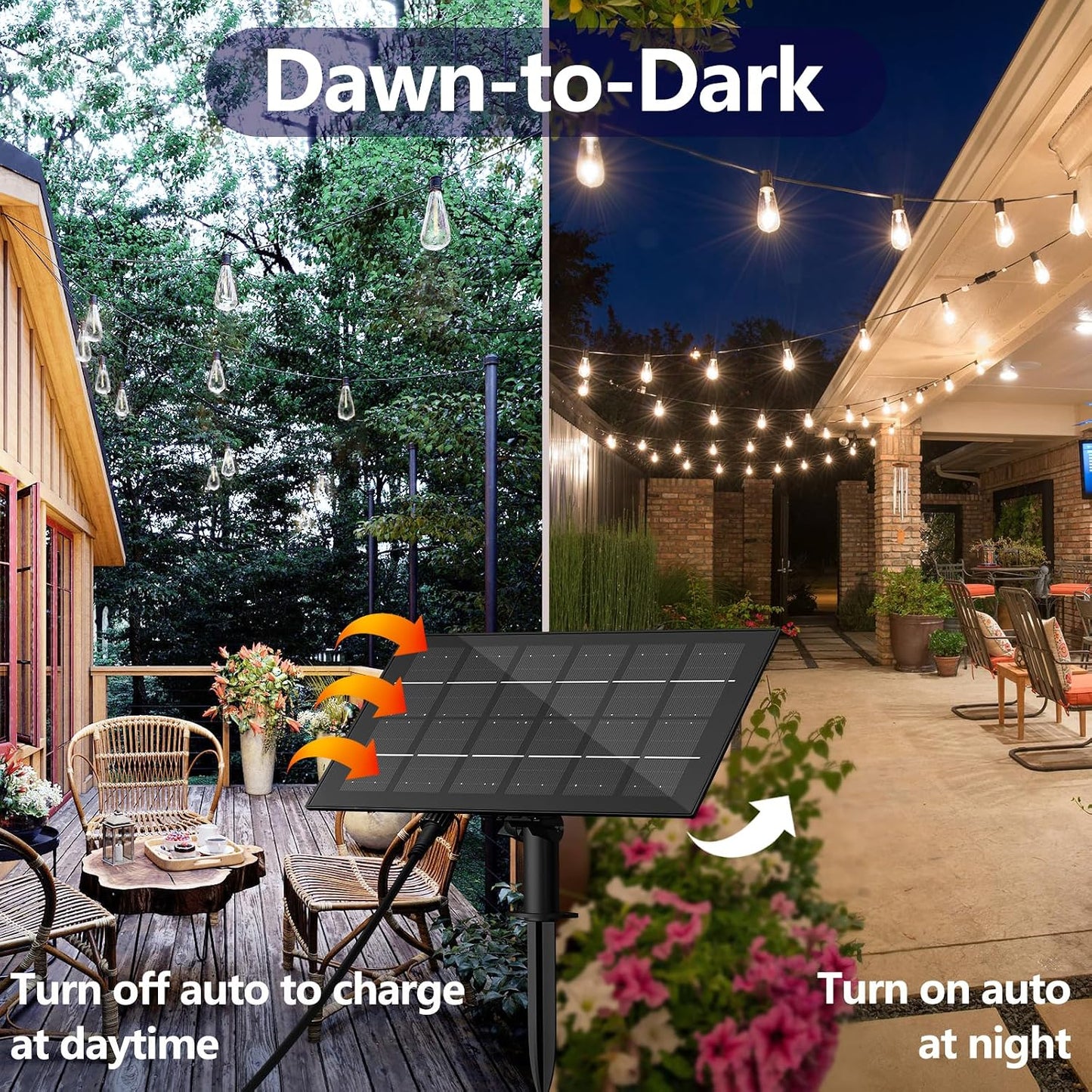 Stright 60FT Solar String Lights Weatherproof 15 LED for Patio Holiday | Weatherproof with Remote, Solar Powered LED Edison Bulb, 15 Sockets, For Patio Backyard Fence