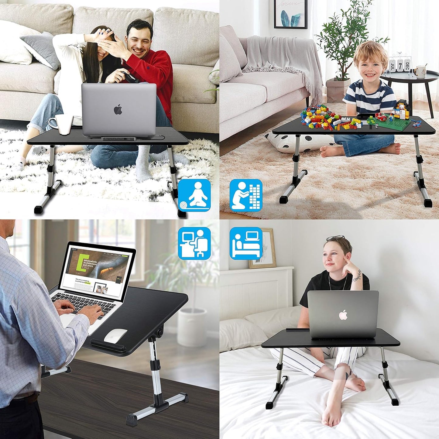 Lap Desk for Laptop, 8AMTECH Ajustable Laptop Table with Cooling Fan Office Desk for Lap-top, Working, Reading, Writing, Drawing and Eating in Bed Sofa Floor Couch