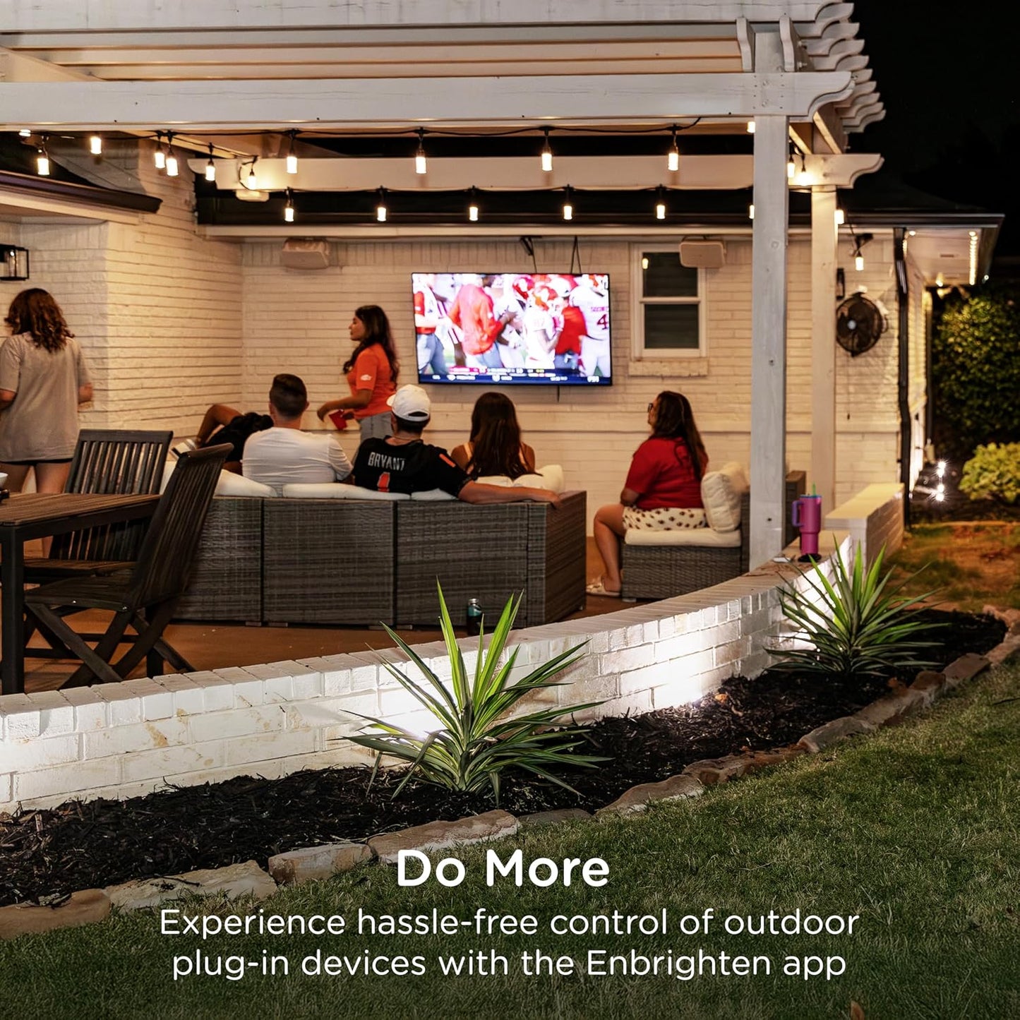 Enbrighten Vibe Outdoor Dual‑Outlet Wi‑Fi Matter Smart Plug, 2.4GHz, No Hub Required, Compatible with Alexa, Google Assistant and Apple HomeKit, Dual Grounded Plug‑in Outlets, 81912-TS1