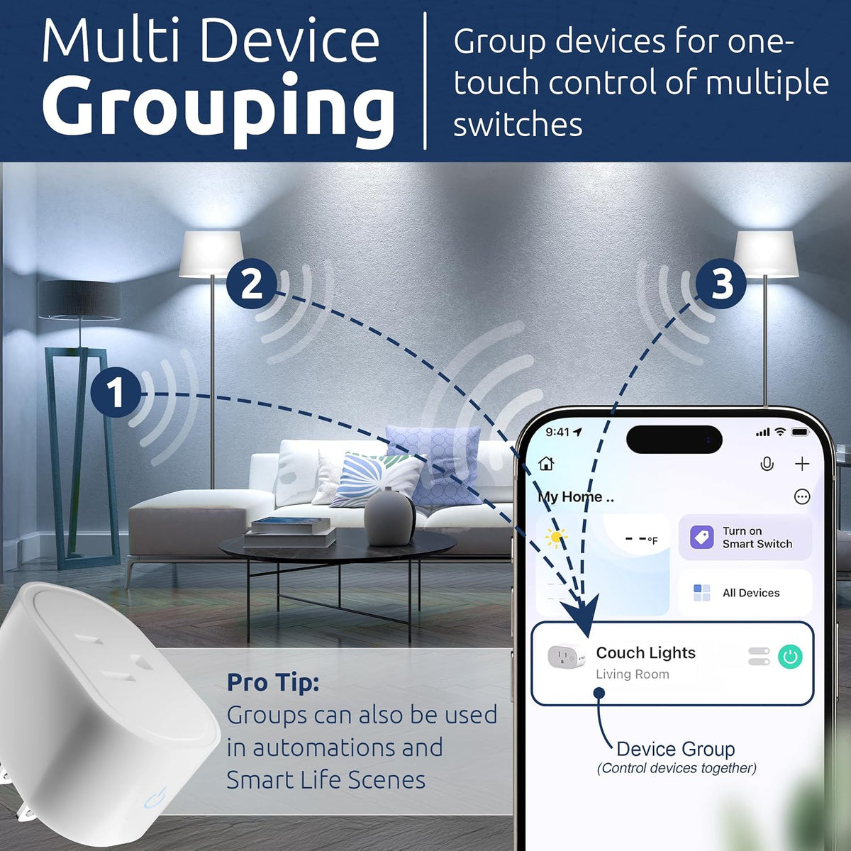 eKyro Smart Plug | Compatible with Alexa, Google Home Assistant, iPhone, Siri, Android, Power Tracking 15A 1800W, No Hub or Subscription Required, Apple Intelligence, Gemini (Non-Monitoring, 4)