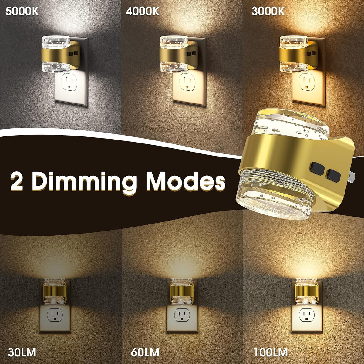 Briignite Night Lights Plug into Wall Dimmable Night Light Bubble Design