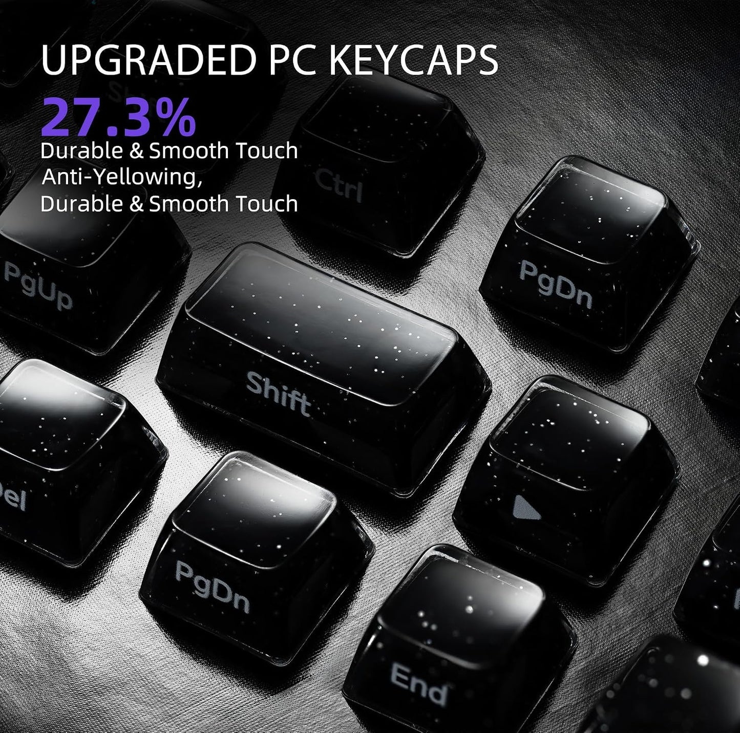 OHY XVX Starry Side-Printed Translucent Black Crystal MDA Profile Keycap Set (Sparkle Finish), 122-Keys Double Shot PC+ABS for MX Switches & ANSI Layout Mechanical Keyboards-Black