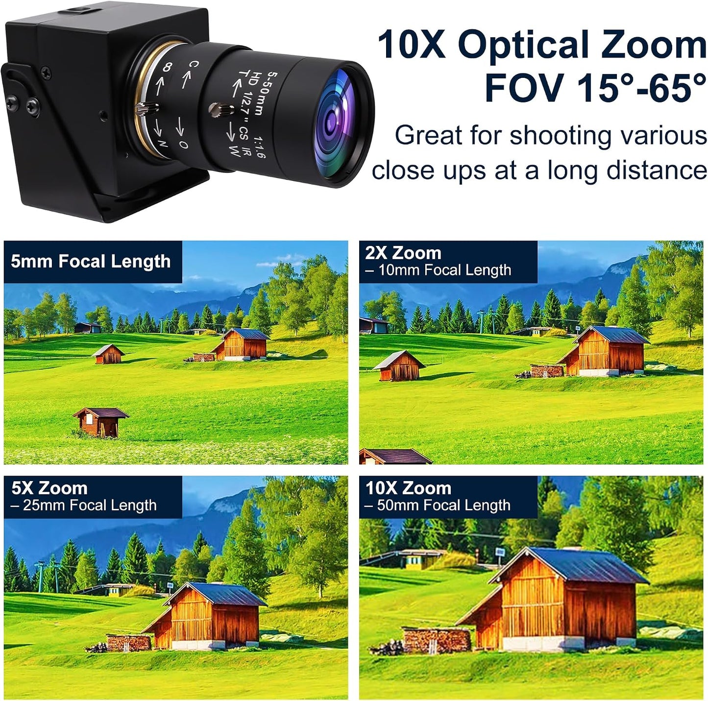 SVPRO 1080P USB Webcam with Telephoto 5-50mm Lens, Full HD Computer Camera 100fps/60fps/30fps for Windows/Mac/Linux/Android